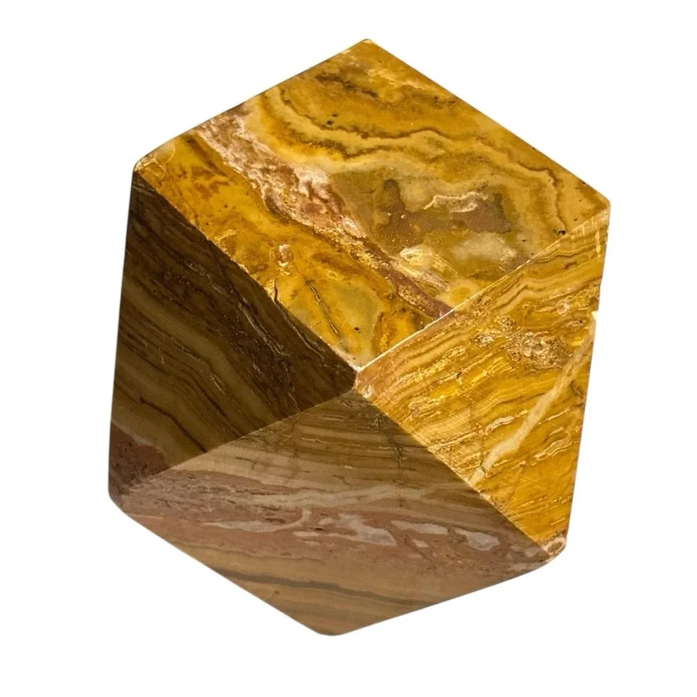 Marble Onyx Stone‎ Paperweight Multi-Colored Geometric Layered Natural Decor